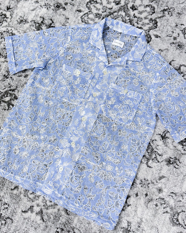 THE FLORAL LACE SHIRT - SKY