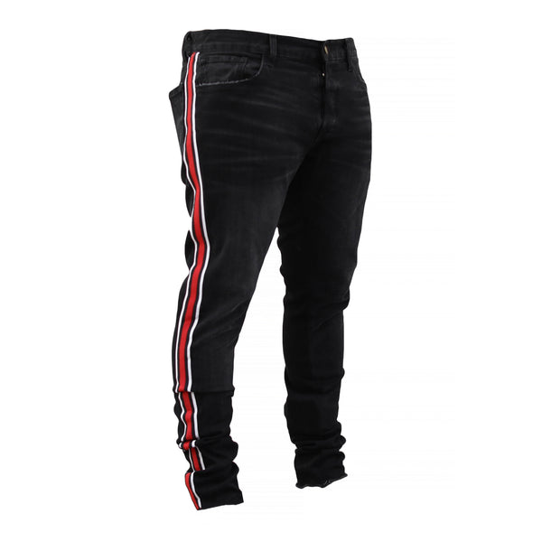 THE TRACK JEANS - BLACK/RED